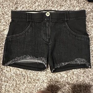 Freddy Black Jean Shorts with Frayed Hem